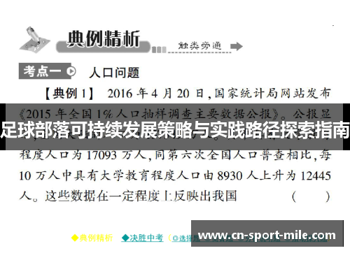 足球部落可持续发展策略与实践路径探索指南